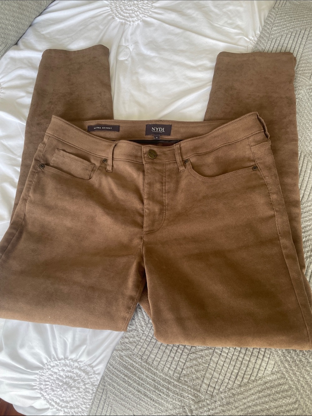 Chocolate brown NYDJ suede jeans